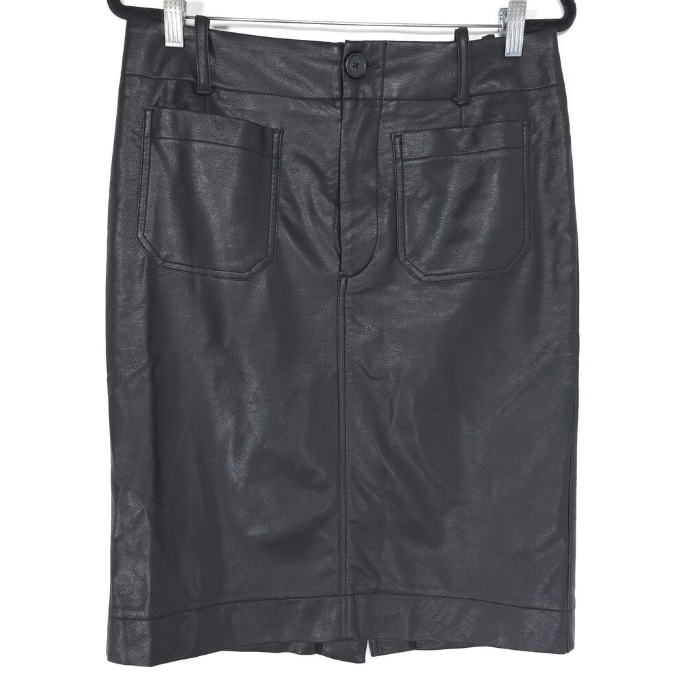 ANTHROPOLOGIE MAEVE Women's Colette Straight Pencil Skirt MEDIUM Faux Leather